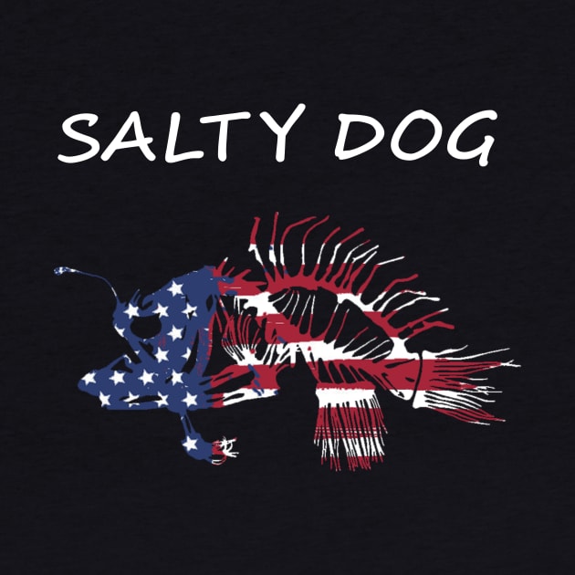 Salty Dog Painted American Flag Deep Sea Angler Skeleton by Sneek661